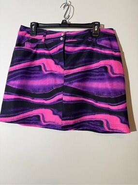 Slazenger Black, Purple and Pink Wave-Print Golf Skort